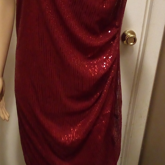Grace Karen Red Wine Rusched Sequin Off Shoulder Cocktail Dress - Size 2XL - Picture 3 of 11